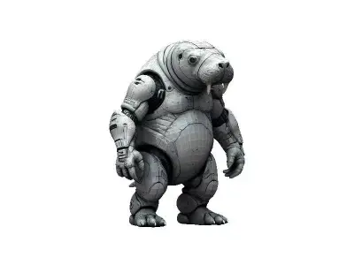 Manatee Cyborg Low-poly 3D model
