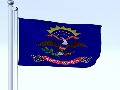 Animated North Dakota Flag Low-poly 3D model