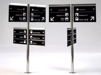 Signage Tree Airport System Free 3D model