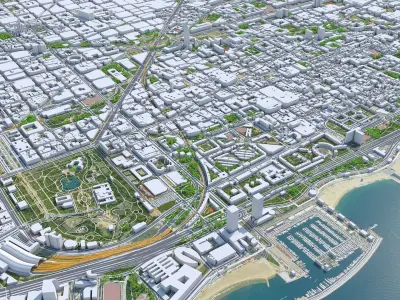 Barcelona Downtown Spain Low-poly 3D model