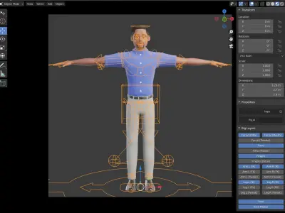 Cartoon Black Man Rigged Blender 3D model