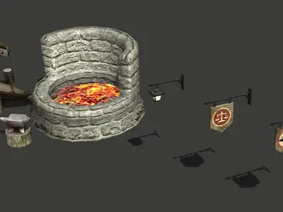 Medieval buildings pack Low-poly 3D model