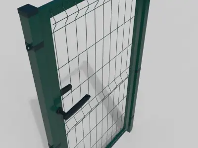 Metal Green Fence Door 3D model 3D model