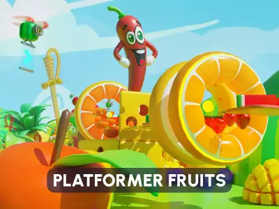 Platformer 5 Fruits Low-poly 3D model
