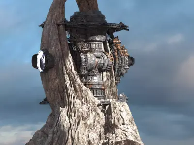Terra former mining ship mountain 1 3D model