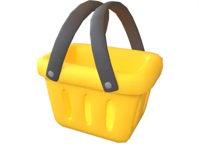 Shopping Basket Icon v1 004 Low-poly 3D model