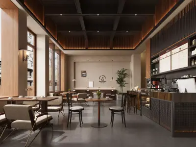 coffee shop 3D model 9