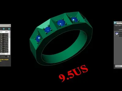 Light Gold Diamond Men Ring 2MR085 3D model