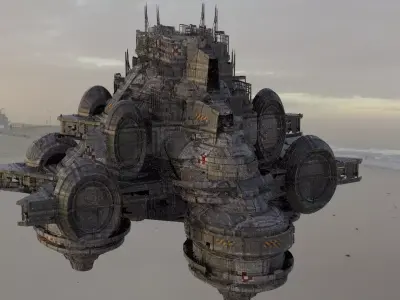 Sci fi Floating platform base 4 3D model