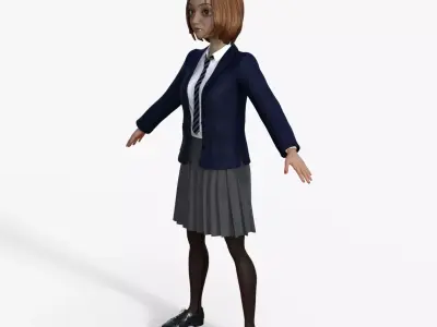 High School Student Girl 3D model
