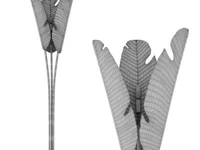 Tropical Large Brass Floor Lamp 3D model