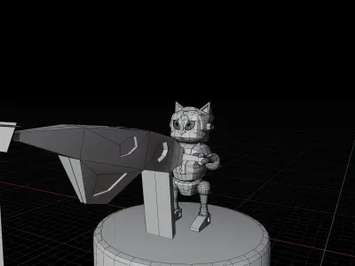 The Feline Warrior Low-poly 3D model