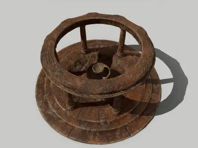 Altar Set wooden wheel Low-poly 3D model