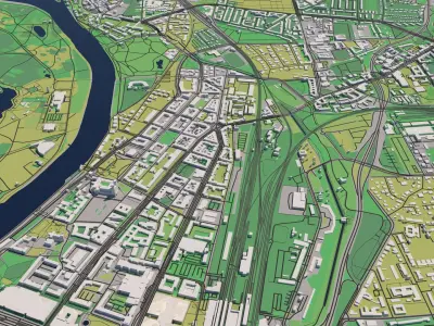 Magdeburg Germany 30x30km City Map 3D model