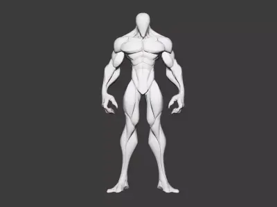 Abstract Muscular Creature Model Low-poly 3D model