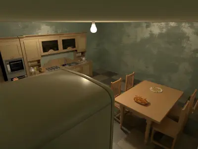 kitchen room Low-poly 3D model