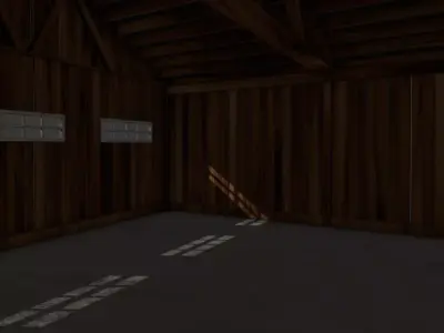 Wood Doble Garage with Interior Low-poly 3D model