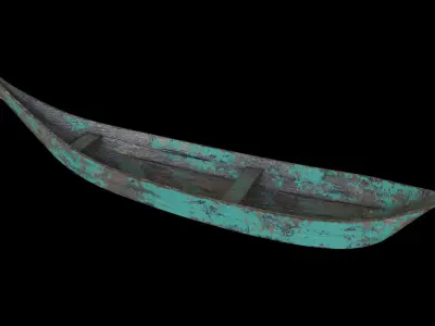 old wooden stylized boat low poly Low-poly 3D model