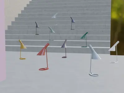 Louis Poulsen Arne Jacobsen Table Lamp Scene Free 3D model