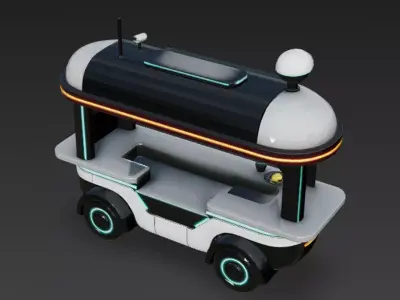 Cyberpunk Food Kiosk 3D Model Low-poly 3D model