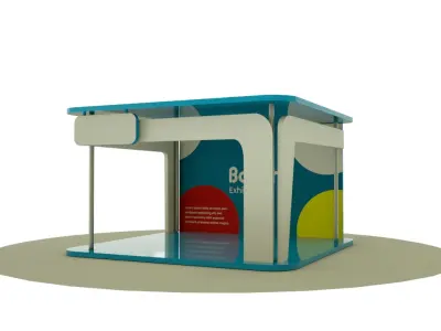 exhibition booth blue 5x5 3D model