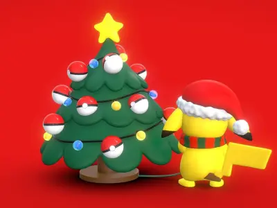 Pikachu Christmas 2022 3D print model