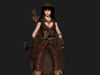 AAA 3D FANTASY GIRL CHARACTER - MIZUKI THE ADVENTURER 02 Low-poly 3D model