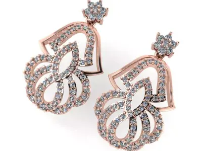 light Wight white gold diamond Earring-Nk-70ER 3D print model