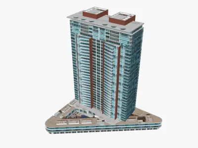 Shores skyscraper Low-poly 3D model