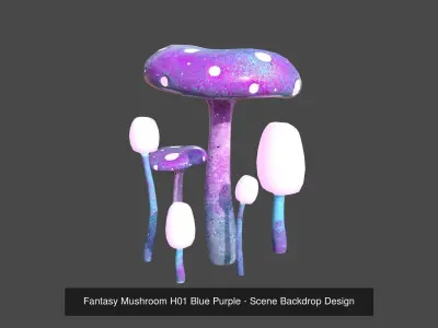 10 Fantasy Mushroom H Collection - Scene Backdrop Design 3D Model Pack