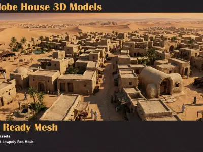 15 Adobe Mud Houses   3D model