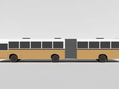 Low Poly Cartoon Retro Bus  Low-poly 3D model