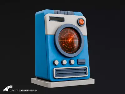 Retro Scifi Radar Device Low-poly 3D model