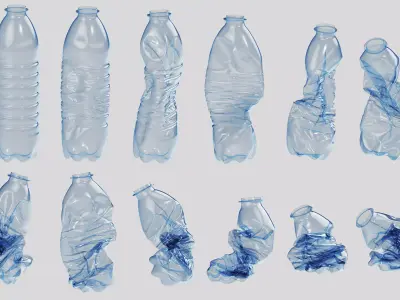 Crushed Plastic Bottle v2 3D model