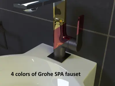 bathroom 1 with two sinks and mirrors 3D model