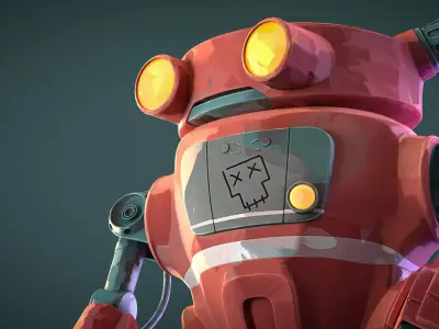 Stylized Robot Game Character Low-poly 3D model