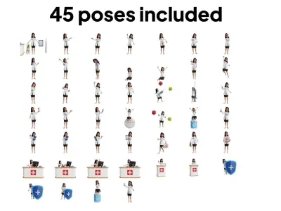 Doctor Cartoon Female Character 3D model