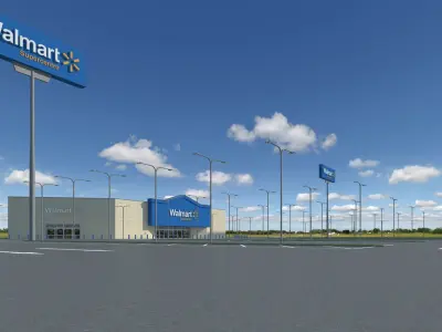 Walmart Supercenter Retail Lot 3D model