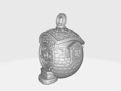 Christmas Hobbit-Style Round Door Ornament Fantasy Cottage 3D print model