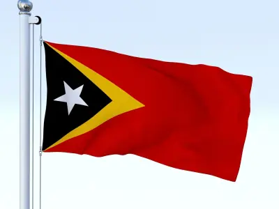 Animated East Timor Flag Low-poly 3D model
