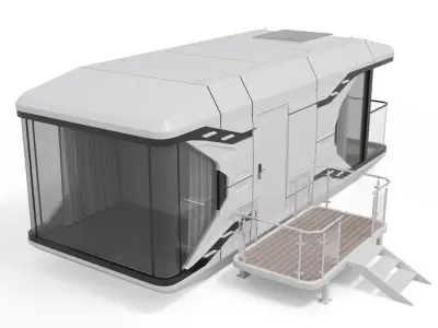 Capsule Modular One-Room House Low-poly 3D model