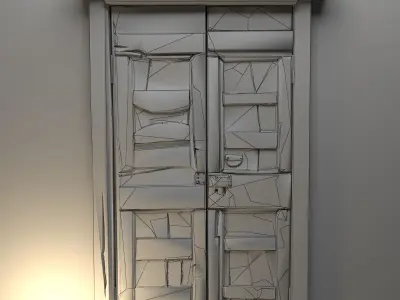 Old wooden door rust and patina 3d model Low-poly 3D model