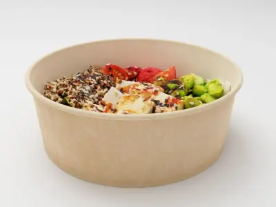 Poke bowl lunch with eggs cheese avocado tomatoes  3D model