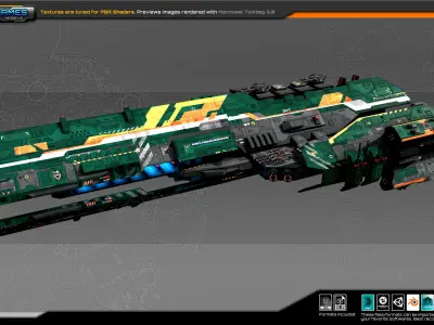Federation Dreadnought 2A Low-poly 3D model