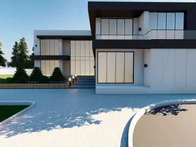 Modern Villa Design  Low-poly 3D model