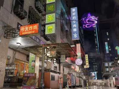 ULTRA DETAILLED Sci-Fi Cyberpunk Nightmarket Asian City Blender 3D model