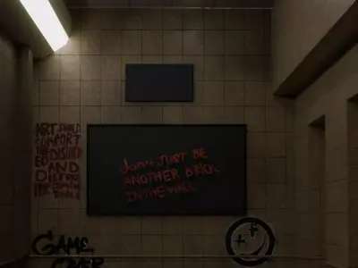 Abandoned Subway Waiting Area Graffiti  Neon Mood Free 3D model