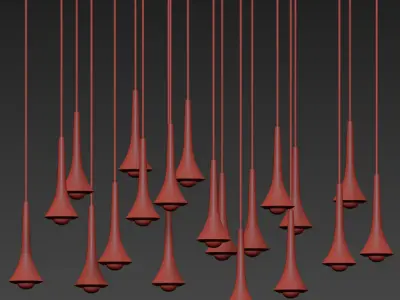 Rain Cluster 14 Lights Round Pendant Light 3D model