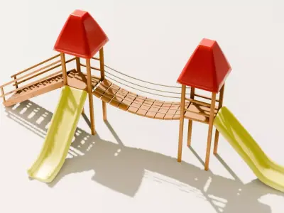 Playground castle with a slide Low-poly 3D model