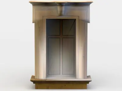 Window with wooden frame Low-poly 3D model
